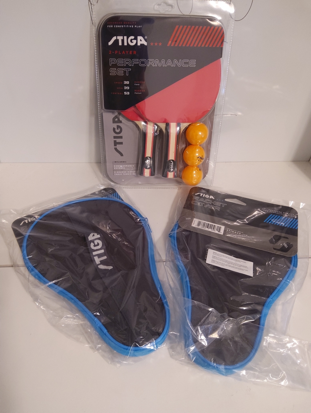 Red Table Tennis Paddle 2-Player Performance Set with Yellow Balls
